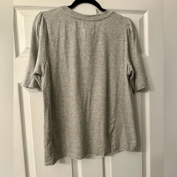 FOR THE REPUBLIC S Gray Puff Sleeve Lightweight Short Sleeve Sweatshirt R $58 - Picture 7 of 11